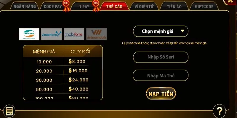 CÁCH NẠP TIỀN BAY789 DỄ DÀNG THÀNH CÔNG CHỈ SAU 2 PHÚT